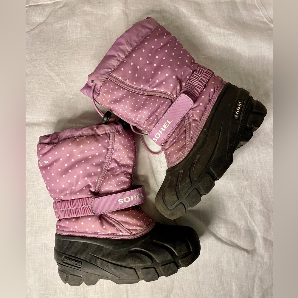 Sorel Girl's Flurry Winter Snow Ski Waterproof Insulated Boots Sz 1 Kids